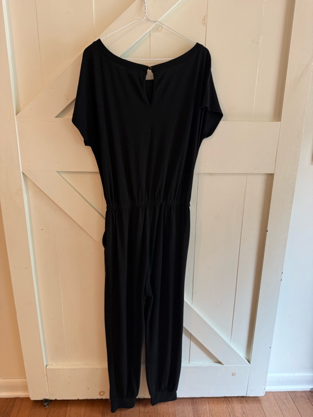 PrettyGarden Black Short Sleeve Jogger Jumpsuit Romper Large Drawstring Waist - Picture 7 of 10